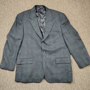 Vintage TODAY'S MAN Stark Sport Coat Men 46R Gray Plaid 100% Camelhair Blazer